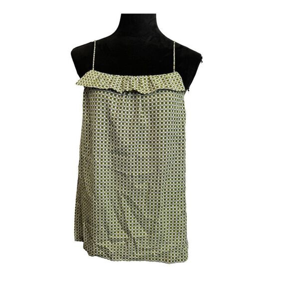 J. Crew Printed Ruffle Tank Top Green - Picture 2 of 9